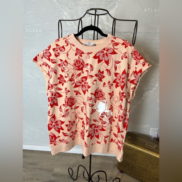 NWT Stella McCartney Adidas Sleeveless Sweatshirt Floral Print M fits like XL - Picture 4 of 8